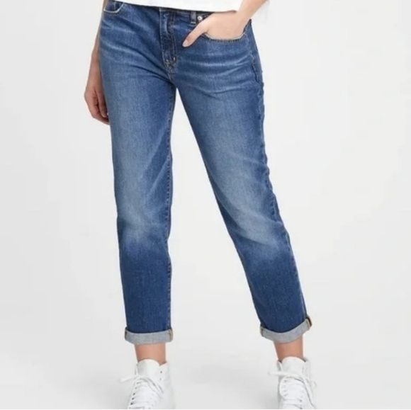 Gap Girlfriend High Rise Jeans Loose Cropped Boyfriend Boho Bohemian Denim 25 - Picture 1 of 9